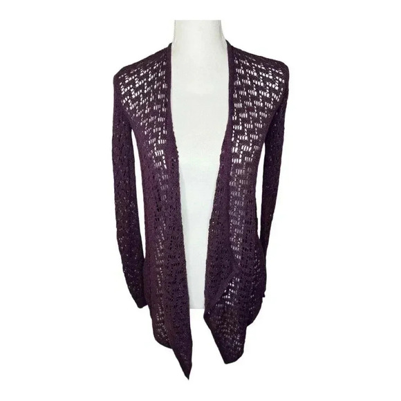 American Eagle Outfitters Women’s XXS Open Knit Purple Open‎ Front Cardigan - Picture 1 of 4